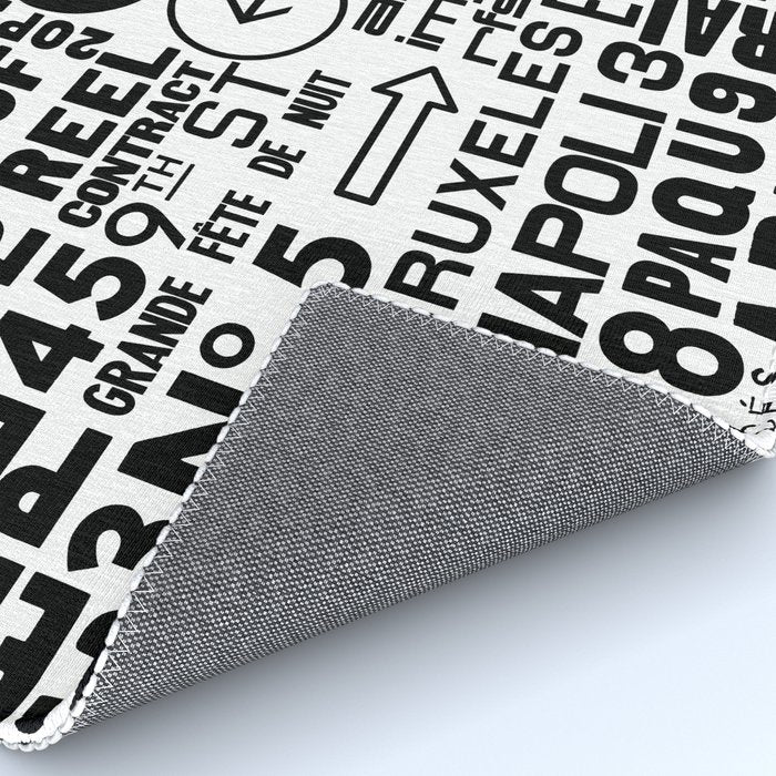 Urban Typography Black And White  Rug Gallery Image 4
