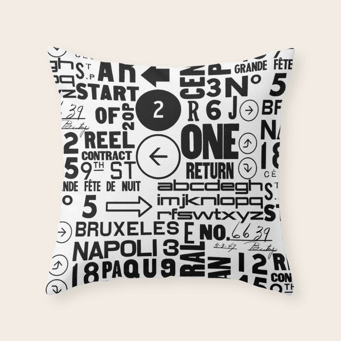 Urban Typography Black And White  Throw Pillow Gallery Image 1