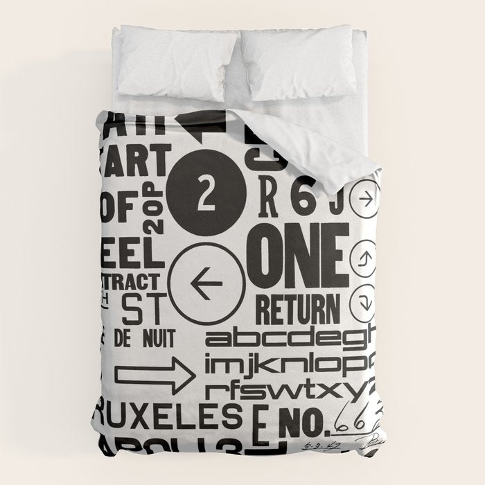 Urban Typography Black And White  Duvet Cover Gallery Image 1