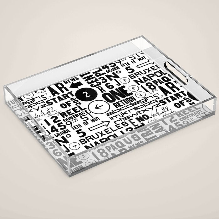 Urban Typography Black And White  Acrylic Tray Gallery Image 1