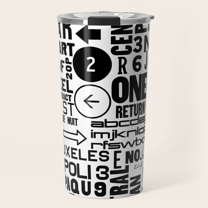 Urban Typography Black And White  Travel Mug Gallery Image 1