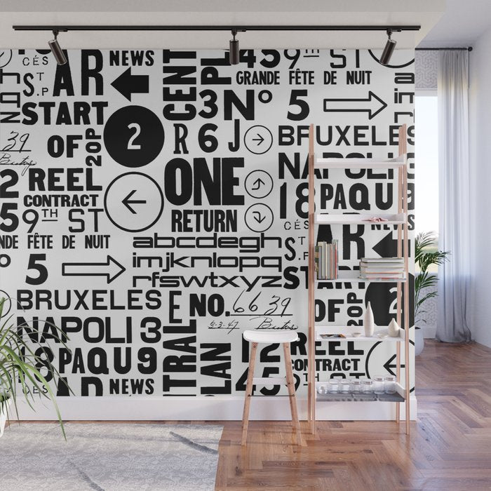 Urban Typography Black And White  Wall Mural Gallery Image 1
