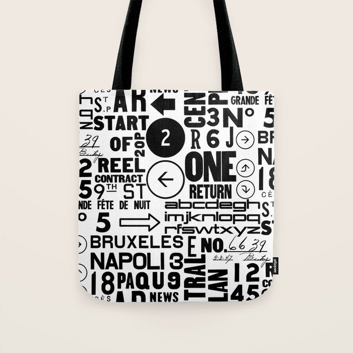 Urban Typography Black And White  Tote Bag Gallery Image 1