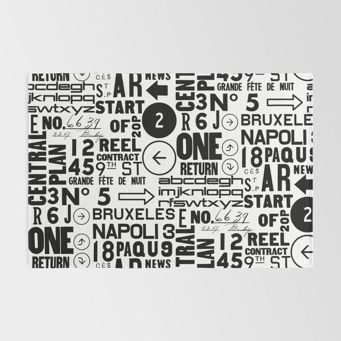Urban Typography Black And White  Rug Gallery Image 2