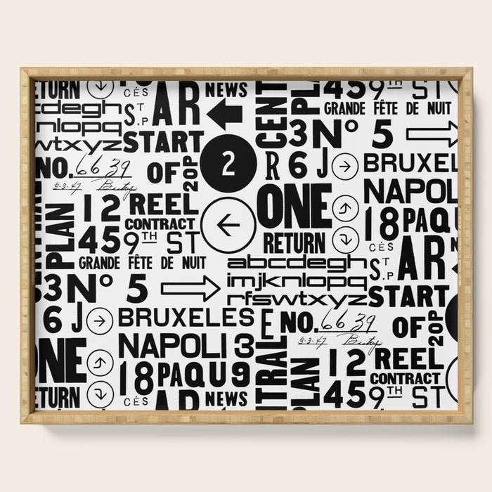 Urban Typography Black And White  Serving Tray Gallery Image 1