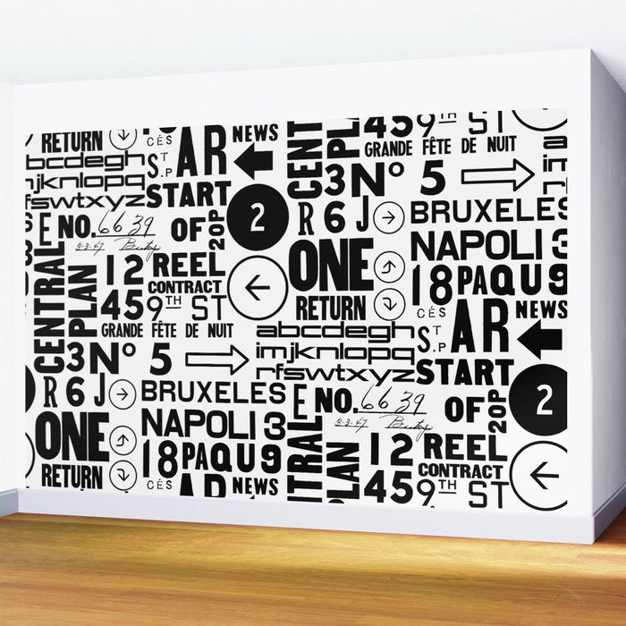 Urban Typography Black And White  Wall Mural Gallery Image 2