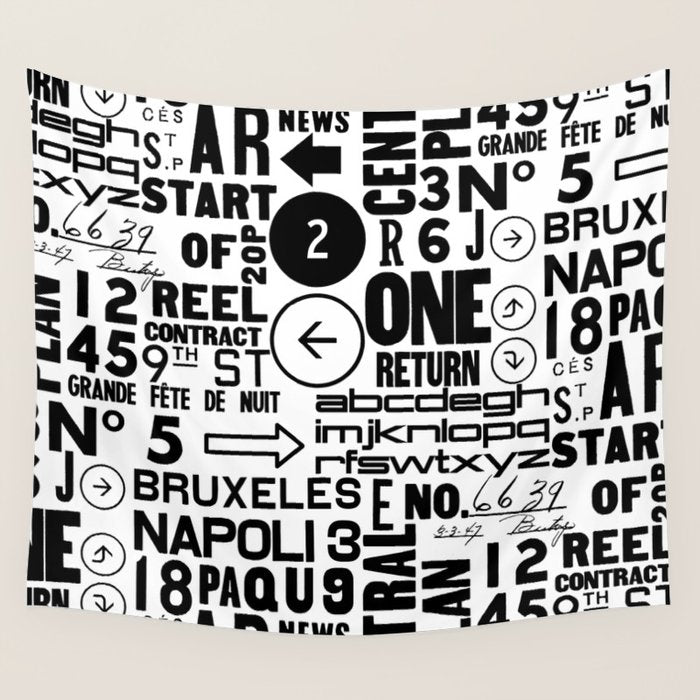 Urban Typography Black And White  Wall Tapestry Gallery Image 4