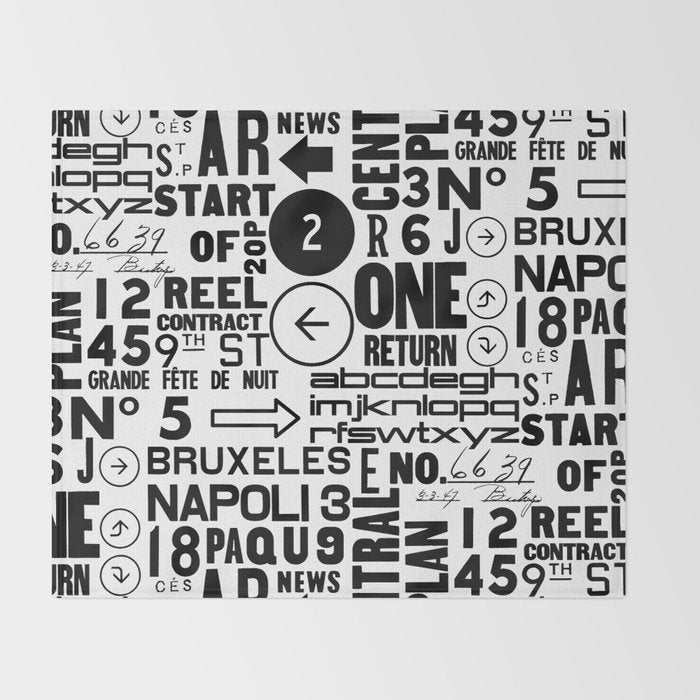 Urban Typography Black And White  Throw Blanket Gallery Image 2