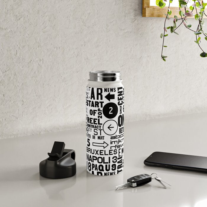 Urban Typography Black And White  Water Bottle Gallery Image 4