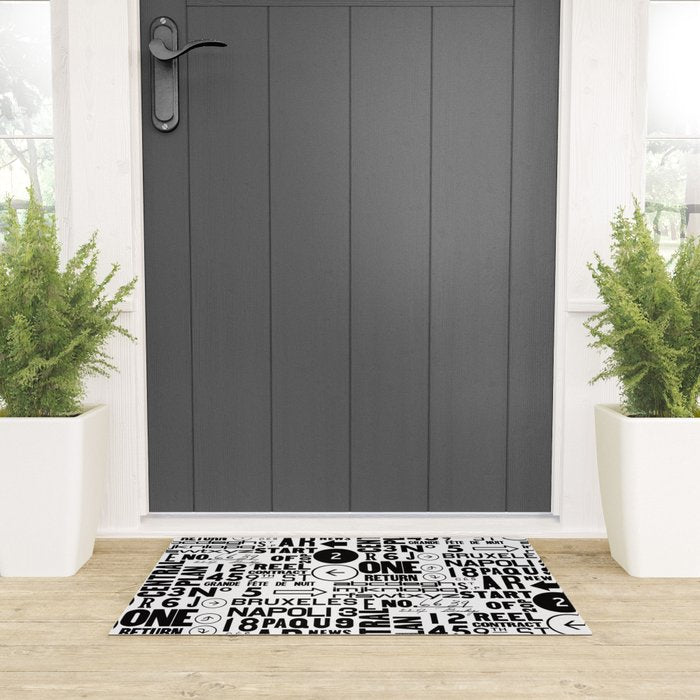 Urban Typography Black And White  Welcome Mat Gallery Image 3