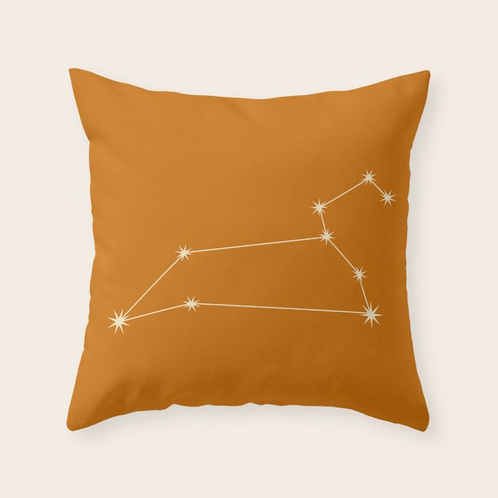 Leo Zodiac Star Constellation Line Art Orange Throw Pillow Gallery Image 6