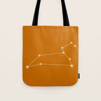 Leo Zodiac Star Constellation Line Art Orange Tote Bag Gallery Image 1