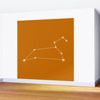 Leo Zodiac Star Constellation Line Art Orange Wall Mural Gallery Image 2