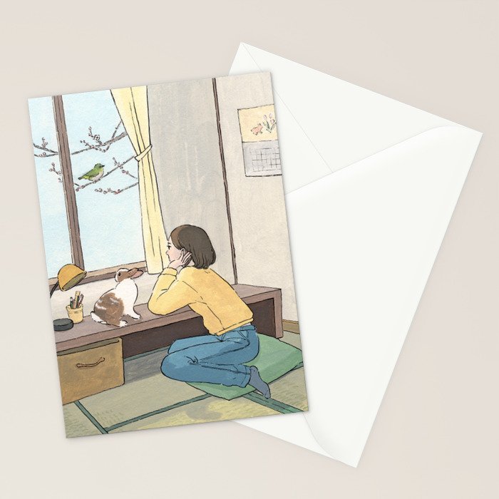 Waiting spring at Japaneseâstyle room Stationery Card Gallery Image 2