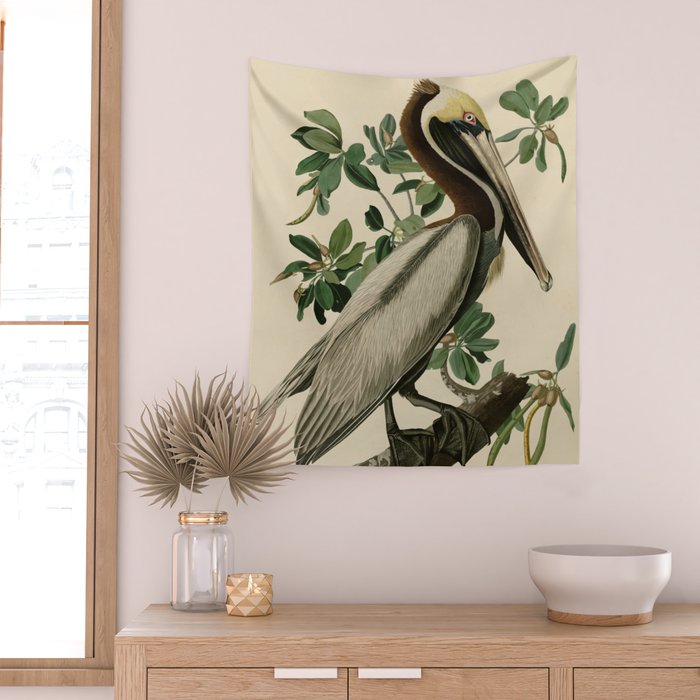 Brown Pelican, Birds of America by John James Audubon Wall Tapestry Gallery Image 2