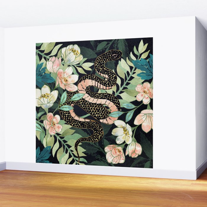 Metallic Floral Snake Wall Mural Gallery Image 2