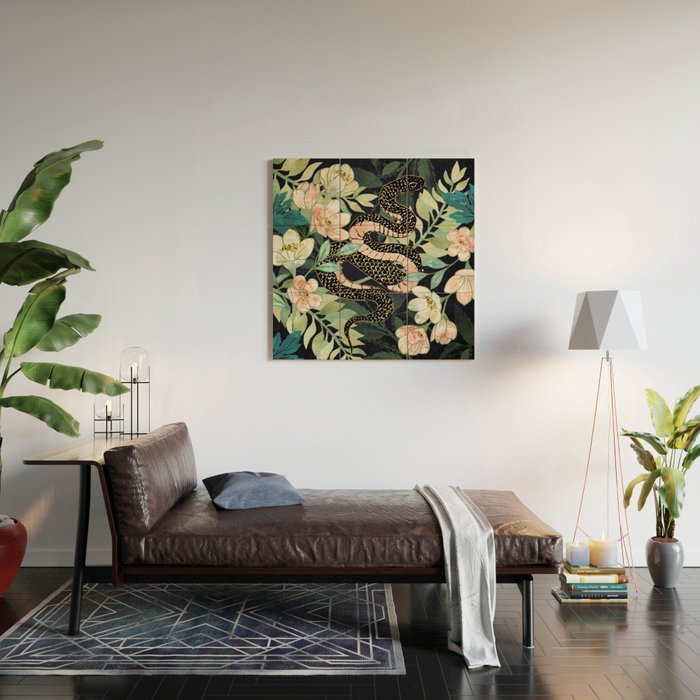 Metallic Floral Snake Wood Wall Art Gallery Image 2