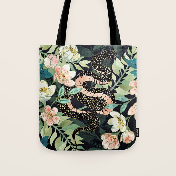 Metallic Floral Snake Tote Bag Gallery Image 1
