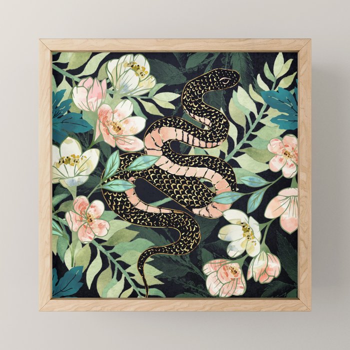 Metallic Floral Snake Mini Art Print Gallery Image 1