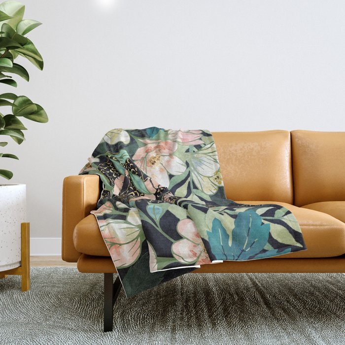 Metallic Floral Snake Throw Blanket Gallery Image 1