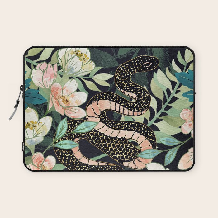 Metallic Floral Snake Laptop Sleeve Gallery Image 1