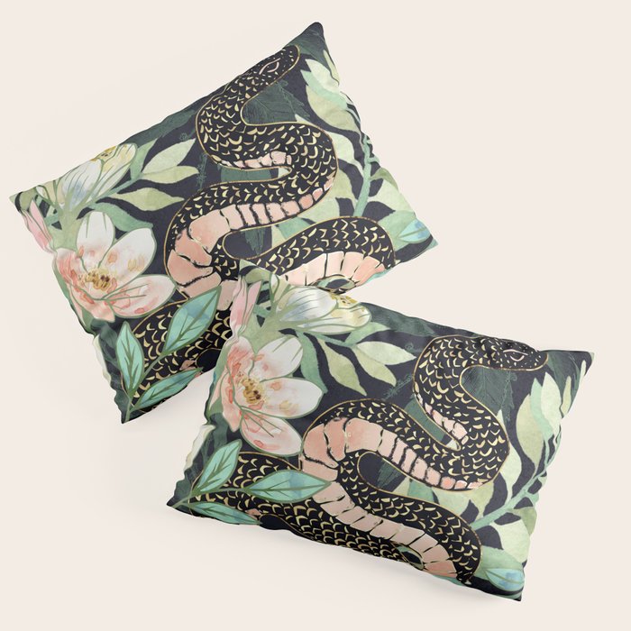 Metallic Floral Snake Pillow Sham Gallery Image 3