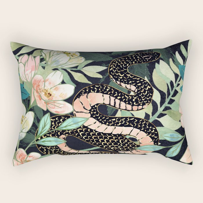 Metallic Floral Snake Rectangular Pillow Gallery Image 2