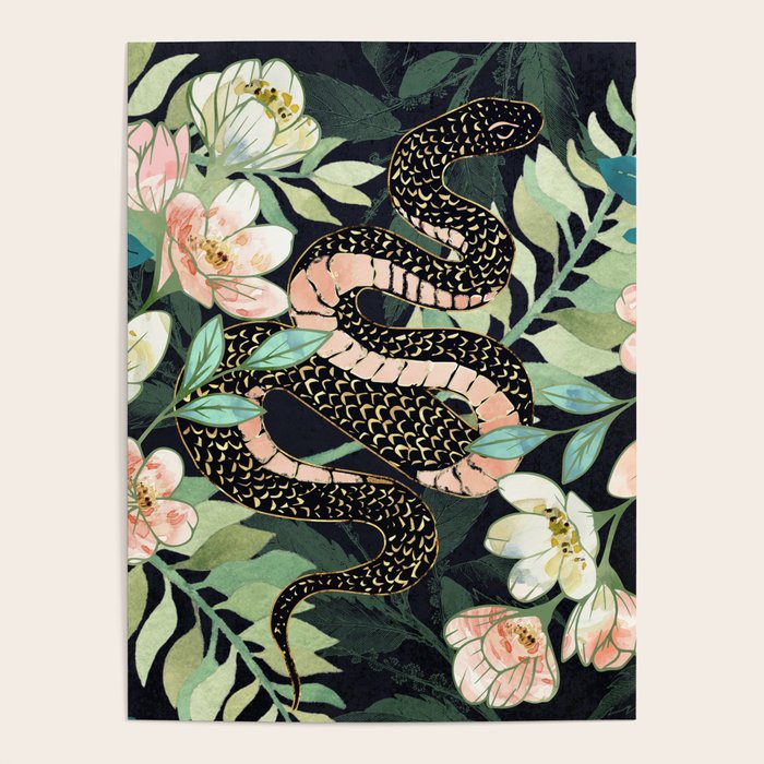 Metallic Floral Snake Poster Gallery Image 4