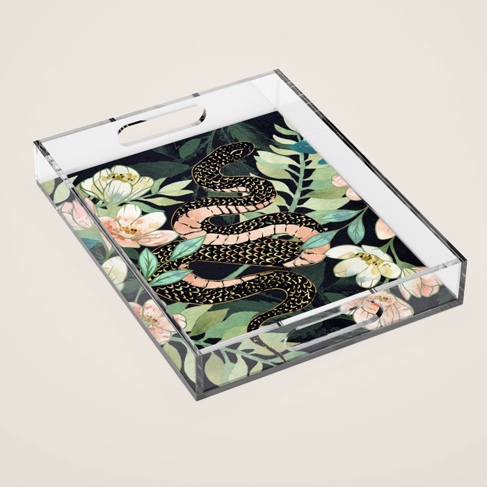 Metallic Floral Snake Acrylic Tray Gallery Image 1