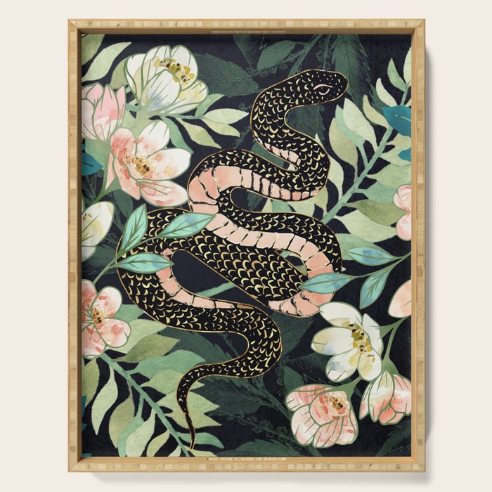 Metallic Floral Snake Serving Tray Gallery Image 1