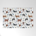 Hand-painted Cows and White Flowers with Blue Accents Welcome Mat Gallery Image 1