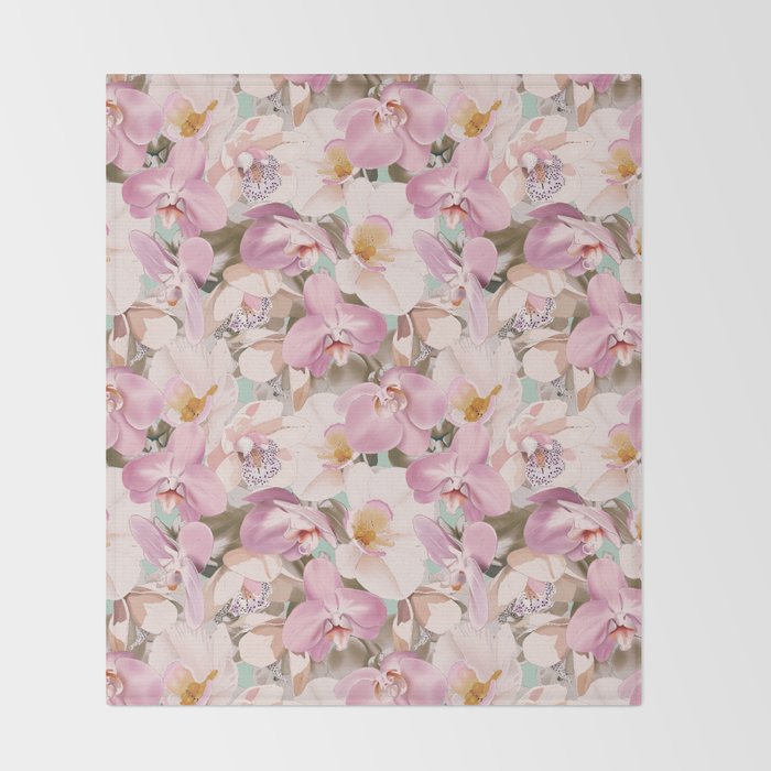 Lush Pink Tropical Flowers I Throw Blanket Gallery Image 2