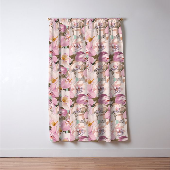 Lush Pink Tropical Flowers I Window Curtain Gallery Image 3