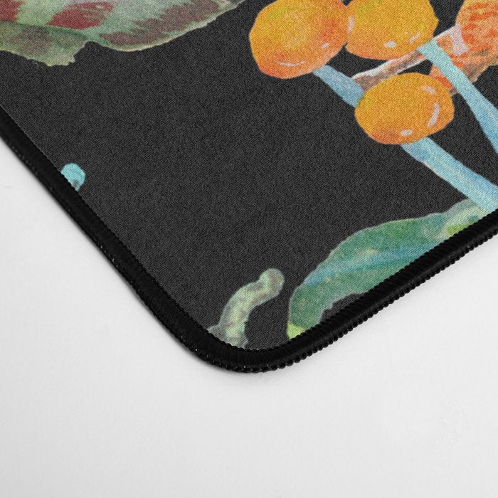 Tropical frogs and plant - black Desk Mat Gallery Image 4