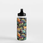 Tropical frogs and plant - black Water Bottle Gallery Image 3