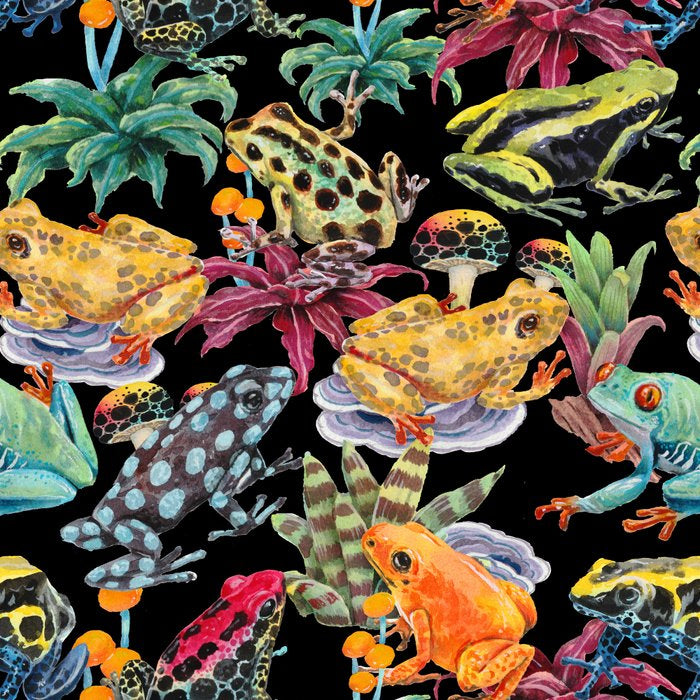 Tropical frogs and plant - black Coffee Mug Gallery Image 2