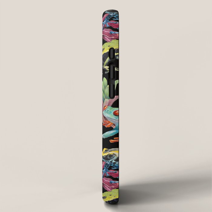 Tropical frogs and plant - black iPhone Case Gallery Image 2