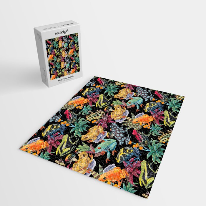 Tropical frogs and plant - black Jigsaw Puzzle Gallery Image 2