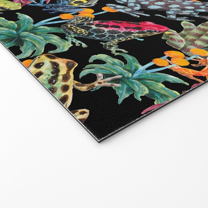 Tropical frogs and plant - black Welcome Mat Gallery Image 2