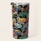 Tropical frogs and plant - black Travel Mug Gallery Image 3