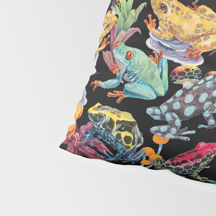 Tropical frogs and plant - black Pillow Sham Gallery Image 4