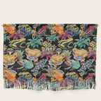 Tropical frogs and plant - black Wall Hanging Gallery Image 1