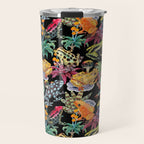 Tropical frogs and plant - black Travel Mug Gallery Image 1