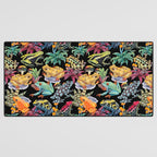 Tropical frogs and plant - black Desk Mat Gallery Image 3