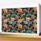 Tropical frogs and plant - black Wall Mural Gallery Image 2