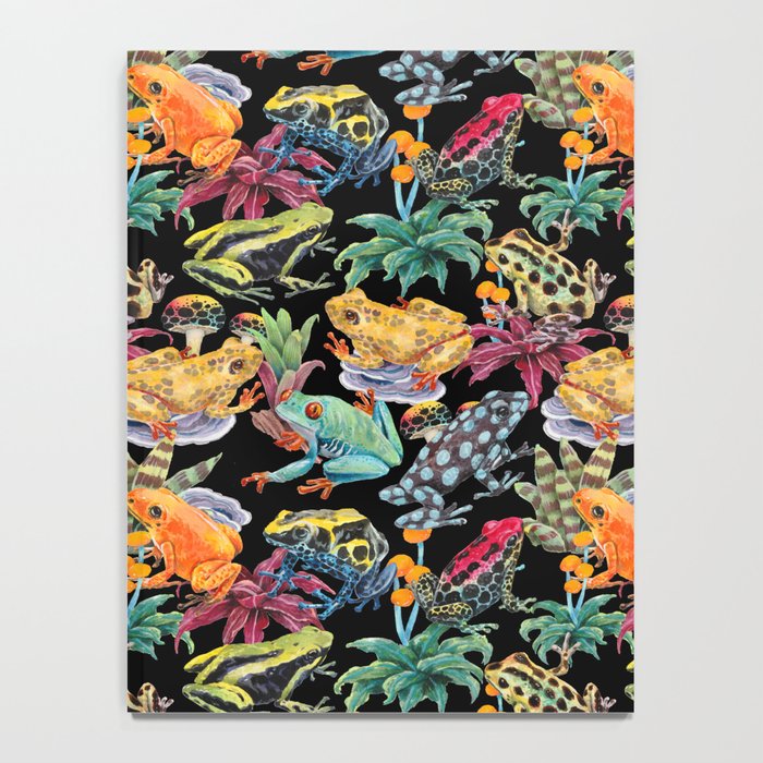 Tropical frogs and plant - black Notebook Gallery Image 4