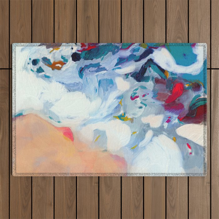 the sea on the beach abstract art Outdoor Rug Gallery Image 1