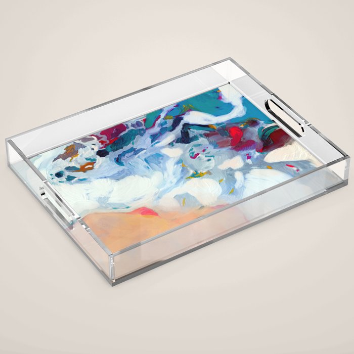 the sea on the beach abstract art Acrylic Tray Gallery Image 1