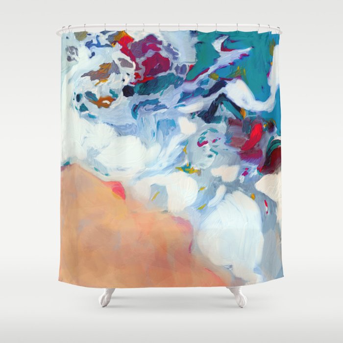 the sea on the beach abstract art Shower Curtain Gallery Image 1