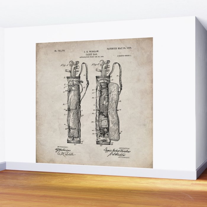 Golf Bag Patent - Caddy Art - Antique Wall Mural Gallery Image 2